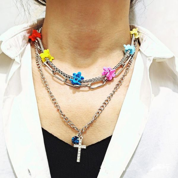 chains punk love pendant multi-layer necklace women 2021 european and american temperament sweet style colorful small flower link chain, Silver
chains punk love pendant multi-layer necklace women 2021 european and american temperament sweet style colorful small flower link chain, Silver