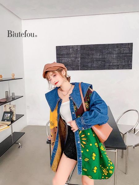 2021 spring women long denim lantern sleeve jacquard coats, Tan;black
2021 spring women long denim lantern sleeve jacquard coats, Tan;black