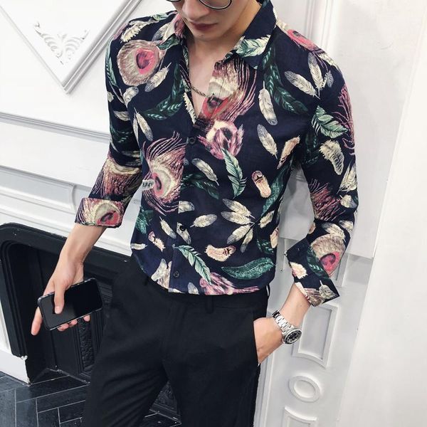 2019 spring and summer new men's simple printing personality business casual shirt fashion young wild temperament long sleeve1, White;black
2019 spring and summer new men's simple printing personality business casual shirt fashion young wild temperament long sleeve1, White;black
