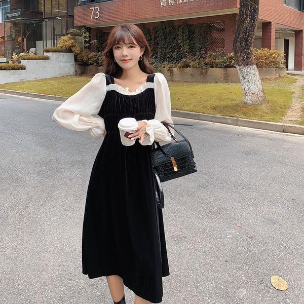 coigarsam patchwork women dress new full sleeve dresses black deep coffee color 2289, Black;gray
coigarsam patchwork women dress new full sleeve dresses black deep coffee color 2289, Black;gray