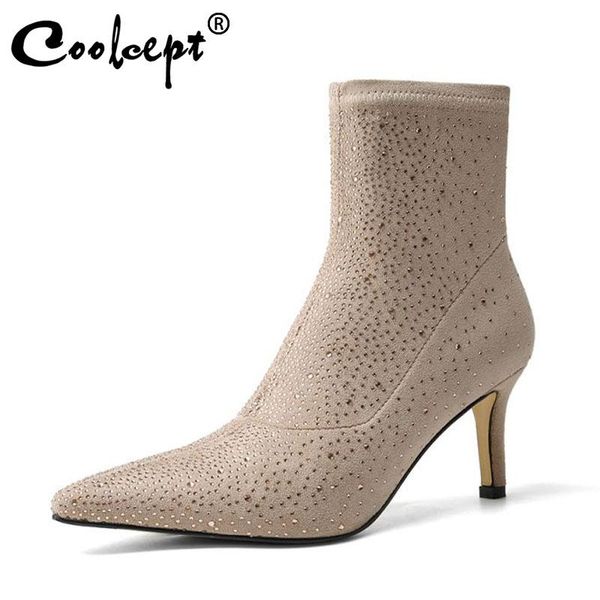 boots coolcept women ankle shoes pointed toe suede leather flock rhinestone slip on sock fashion footwear size 34-39, Black
boots coolcept women ankle shoes pointed toe suede leather flock rhinestone slip on sock fashion footwear size 34-39, Black