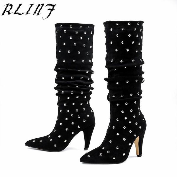 rlinf 2020 autumn and winter new tapered high-heeled tube large size 34-43 women's boots pointed rivets, Black
rlinf 2020 autumn and winter new tapered high-heeled tube large size 34-43 women's boots pointed rivets, Black