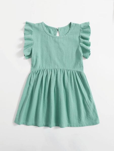 toddler girls ruffle trim babydoll dress she, Red;yellow