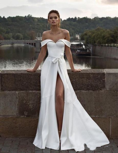 2020 new helena kolan a line wedding dresses off the shoulder split sash plus size bridal gowns sweep train beach robe de mariée 825, White
2020 new helena kolan a line wedding dresses off the shoulder split sash plus size bridal gowns sweep train beach robe de mariée 825, White
