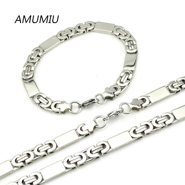 amumiu mens chain stainless steel necklace bracelet sets flat byzantine fashion necklaces for women punk hztz057, Silver
amumiu mens chain stainless steel necklace bracelet sets flat byzantine fashion necklaces for women punk hztz057, Silver