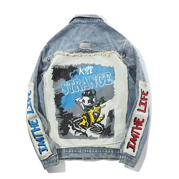 hi street men's denim hip hop oversized patchwork ripped jeans jackets streetwear male fashion autumn coat c1108, Black;brown
hi street men's denim hip hop oversized patchwork ripped jeans jackets streetwear male fashion autumn coat c1108, Black;brown