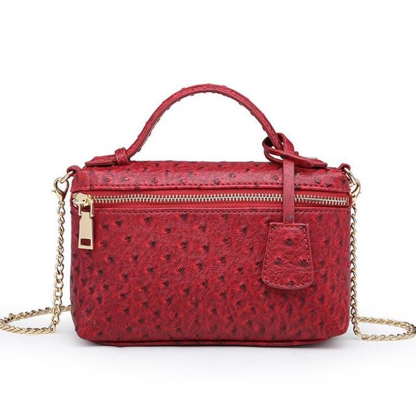 ostrich grain handbags for women brand fashion chain shoulder bags female crossbody bags designer party purse