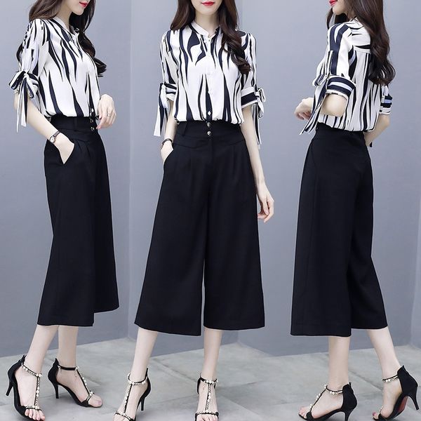summer new korean women's chiffon shirt summer large show thin 7-point wide leg shirt wide leg pants pants two-piece suit pjmgk, Gray
summer new korean women's chiffon shirt summer large show thin 7-point wide leg shirt wide leg pants pants two-piece suit pjmgk, Gray