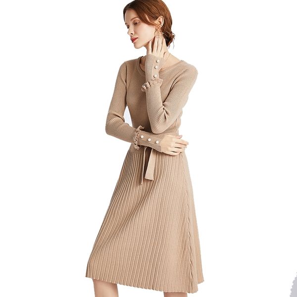 gigogou elegant long knit women a line winter dress autumn winter pullover pleasted dresses beading sashes midi sweater dressess 201029, Black;gray
gigogou elegant long knit women a line winter dress autumn winter pullover pleasted dresses beading sashes midi sweater dressess 201029, Black;gray