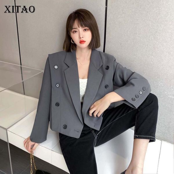 xitao solid color double breasted blazers women autumn and winter new smoky gray short suit collar loose casual zy23621, White;black
xitao solid color double breasted blazers women autumn and winter new smoky gray short suit collar loose casual zy23621, White;black