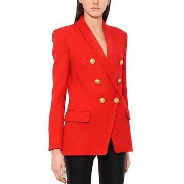 fashion designer blazer women's long sleeve double breasted metal buttons long blazer outer jacket 201114, White;black
fashion designer blazer women's long sleeve double breasted metal buttons long blazer outer jacket 201114, White;black