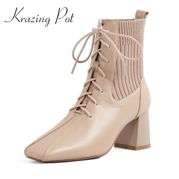 krazing pot genuine leather square toe high heel knitting boots european style mature lady elegant dance party ankle boots l03, Black
krazing pot genuine leather square toe high heel knitting boots european style mature lady elegant dance party ankle boots l03, Black