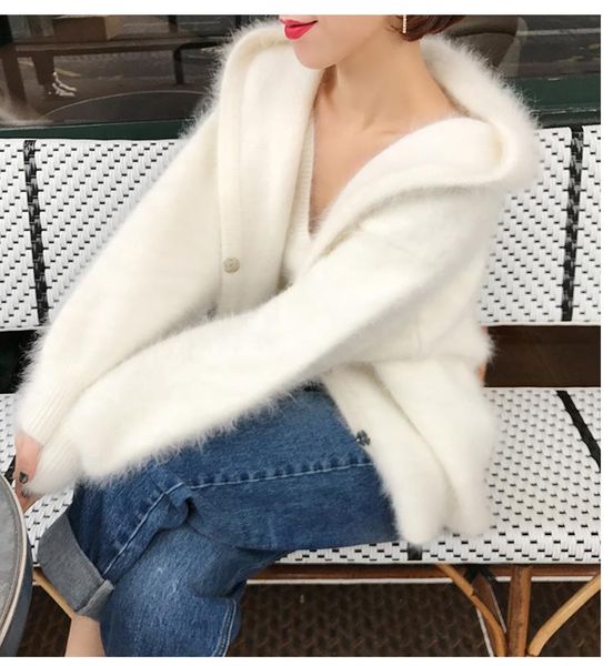 2020 new women mink cashmere sweater cardigan with hooded lantern sleeve 100% mink cashmere sweater cardigan jn032, White
2020 new women mink cashmere sweater cardigan with hooded lantern sleeve 100% mink cashmere sweater cardigan jn032, White
