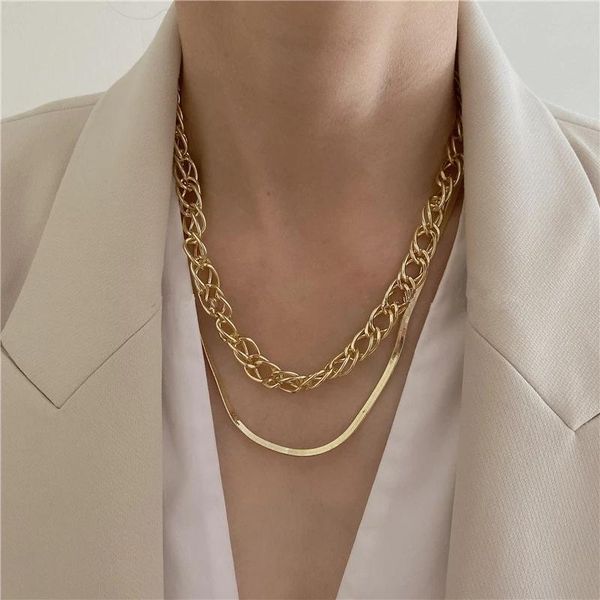 aomu 2020 punk new korean vintage double layer metal gold silver color thick chain necklace snake bone clavicle chain for women, Golden;silver
aomu 2020 punk new korean vintage double layer metal gold silver color thick chain necklace snake bone clavicle chain for women, Golden;silver