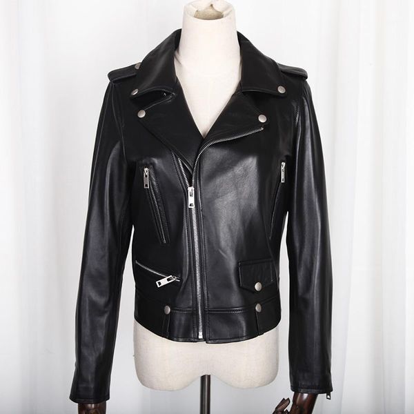 maylofuer 100% real genuine sheepskin leather jacket slim women locomotive coat1, Black 
maylofuer 100% real genuine sheepskin leather jacket slim women locomotive coat1, Black