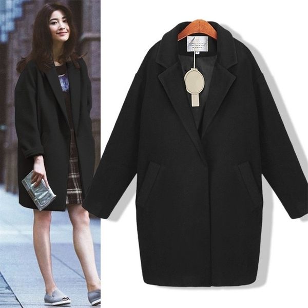 new spring autumn women coat plus size fashion loose turn-down collar pocket solid woolen blends coat for women larger outerwear 201216, Black
new spring autumn women coat plus size fashion loose turn-down collar pocket solid woolen blends coat for women larger outerwear 201216, Black