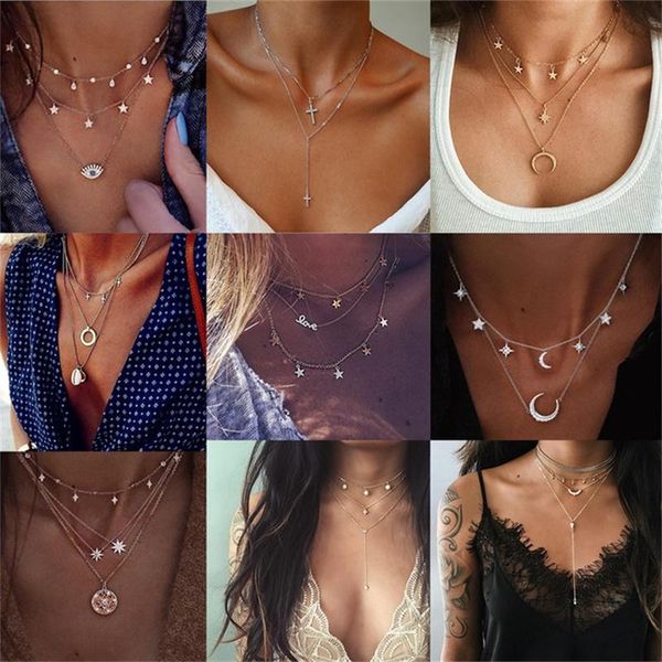 ifmia bohemian multi layer chains pendants necklaces gifts for women female 2020 fashion geometric charm choker necklace jewelry, Golden;silver
ifmia bohemian multi layer chains pendants necklaces gifts for women female 2020 fashion geometric charm choker necklace jewelry, Golden;silver