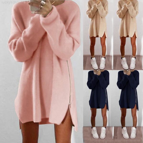 europe and the united states style new winter casual dresses loose round neck side zipper sweater dress women, Black;gray
europe and the united states style new winter casual dresses loose round neck side zipper sweater dress women, Black;gray