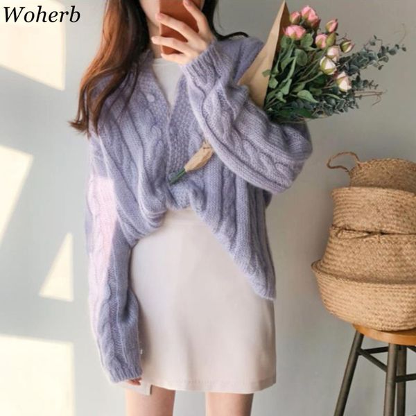 woherb korean women cardigans sweater candy color solid loose knitwear twist sweater coat casual knit cardigan outwear pull 201029, White;black
woherb korean women cardigans sweater candy color solid loose knitwear twist sweater coat casual knit cardigan outwear pull 201029, White;black