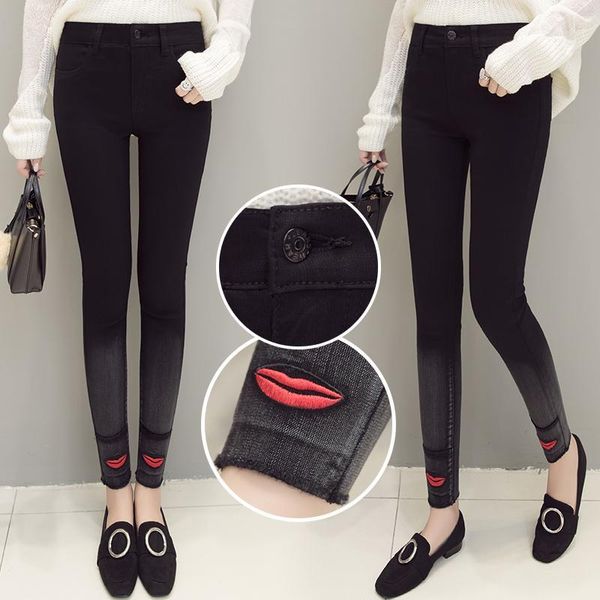 new original handmade embroidery red lips 2019 elastic skinny jeans women boyfriend jeans for women sweet student1, Blue
new original handmade embroidery red lips 2019 elastic skinny jeans women boyfriend jeans for women sweet student1, Blue