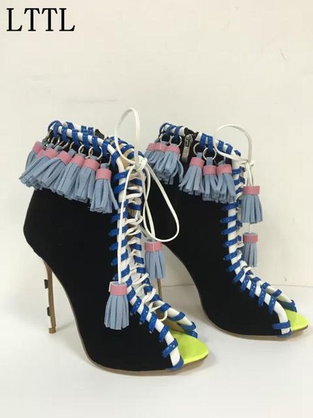 spring autumn foreign trade genuine leather lace-up tassel fish mouth hollow out shoes high-heeled women ankle boots, Black
spring autumn foreign trade genuine leather lace-up tassel fish mouth hollow out shoes high-heeled women ankle boots, Black
