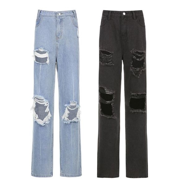 women's jeans women high waist loose distressed ripped hole straight leg denim pants d0lf, Blue
women's jeans women high waist loose distressed ripped hole straight leg denim pants d0lf, Blue