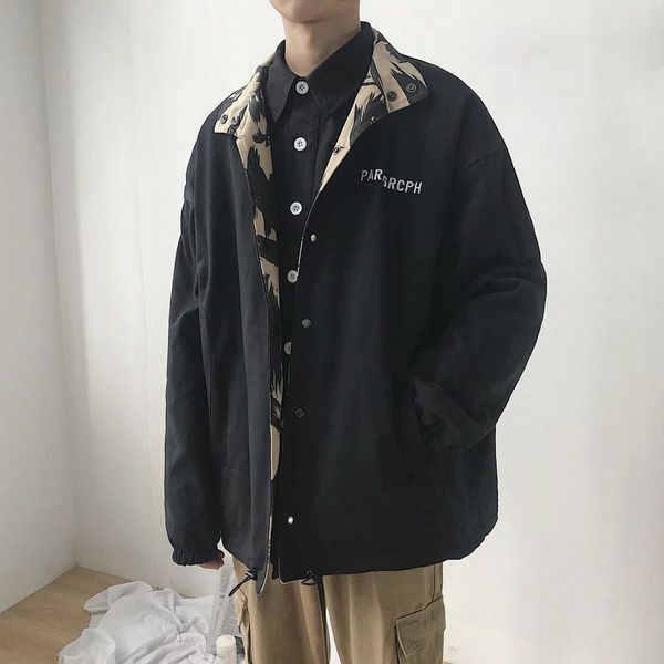 spring autumn men's jacket hong kong style double-sided wearing camouflage ins super popular couple's coat kg-55, Black;brown
spring autumn men's jacket hong kong style double-sided wearing camouflage ins super popular couple's coat kg-55, Black;brown