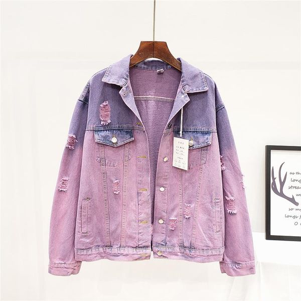 women's jackets harajuku street style wash oversized frayed denim jacket women faded purple jeans grunge female coat spring 2021, Black;brown
women's jackets harajuku street style wash oversized frayed denim jacket women faded purple jeans grunge female coat spring 2021, Black;brown
