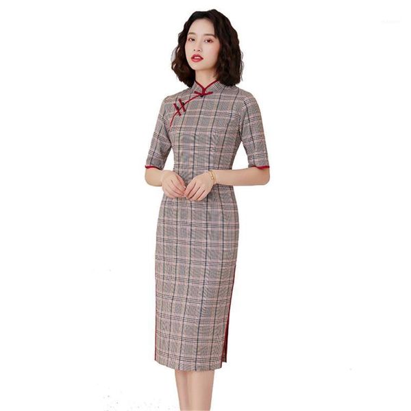 shanghai story half sleeve chinese traditional dress lattice cheongsam knee length plaid qipao for women1, Red
shanghai story half sleeve chinese traditional dress lattice cheongsam knee length plaid qipao for women1, Red