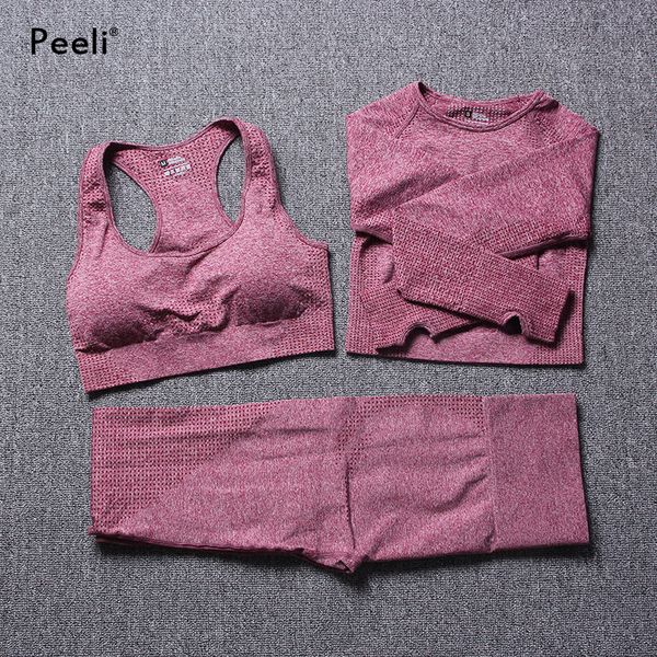 peeli 3pcs women seamless yoga set fitness sports suits sports bra long sleeve gym crop shirts high waist running leggings c0122, Gray
peeli 3pcs women seamless yoga set fitness sports suits sports bra long sleeve gym crop shirts high waist running leggings c0122, Gray