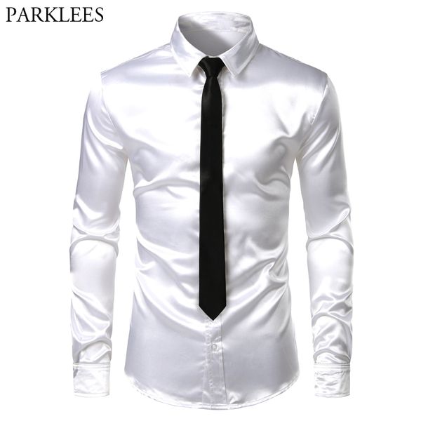 men's 2 pieces (shirt+tie) white silk satin dress shirts slim fit long sleeve button down shirt male wedding party prom chemise 201120, White;black
men's 2 pieces (shirt+tie) white silk satin dress shirts slim fit long sleeve button down shirt male wedding party prom chemise 201120, White;black