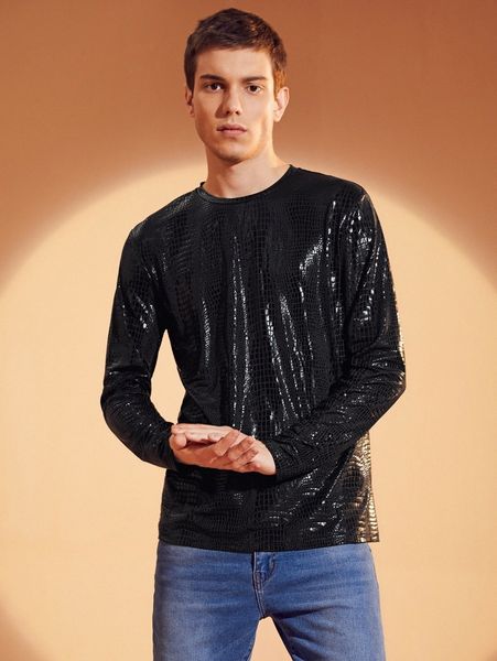 men crocodile embossed tee a4re#, White;black 
men crocodile embossed tee a4re#, White;black