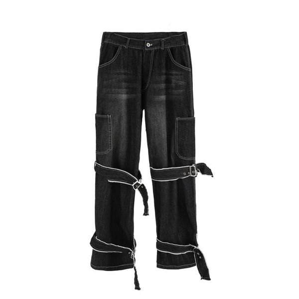 high street ribbons hip hop jeans straight wide leg pants harajuku loose casual jeans streamer zipper retro denim trousers men, Blue
high street ribbons hip hop jeans straight wide leg pants harajuku loose casual jeans streamer zipper retro denim trousers men, Blue