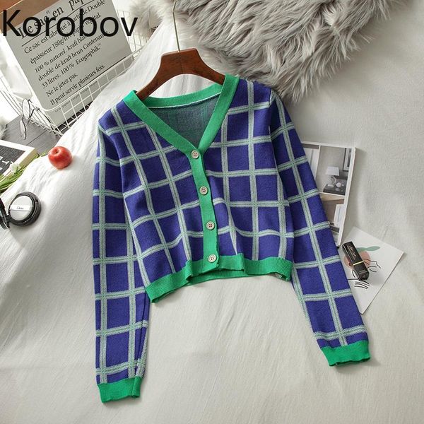 women's knits & tees korobov vintage plaid short women cardigans korean single breasted long sleeve sueter mujer autumn winter chic swe, White
women's knits & tees korobov vintage plaid short women cardigans korean single breasted long sleeve sueter mujer autumn winter chic swe, White