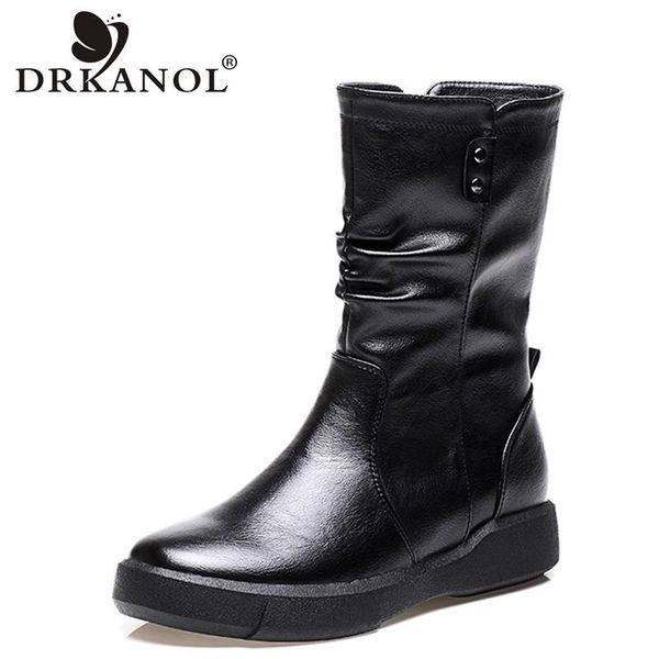 drkanol fashion pu leather flat boots women shoes mid calf warm snow boots autumn winter short plush flat ladies h6093, Black
drkanol fashion pu leather flat boots women shoes mid calf warm snow boots autumn winter short plush flat ladies h6093, Black