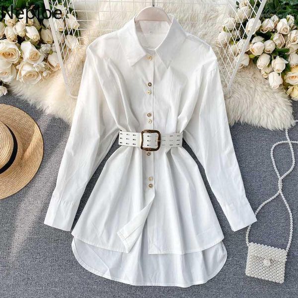 women's blouses & shirts neploe solid women spring 2021 casual single breasted sashes blouse fashion long sleeve irregular length 8104, White
women's blouses & shirts neploe solid women spring 2021 casual single breasted sashes blouse fashion long sleeve irregular length 8104, White