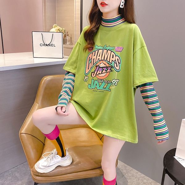 autumn new mid long style fake two piece coat t-shirt long sleeve t-shirt women's wear korean letter printed crew neck women w1xuf w, White
autumn new mid long style fake two piece coat t-shirt long sleeve t-shirt women's wear korean letter printed crew neck women w1xuf w, White