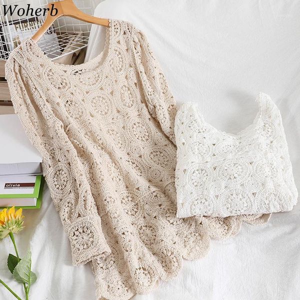 woherb vintage woman sweater square collar hollow out crochet floral knit pullovers elegant sueter mujer slim jumper women1, White;black
woherb vintage woman sweater square collar hollow out crochet floral knit pullovers elegant sueter mujer slim jumper women1, White;black