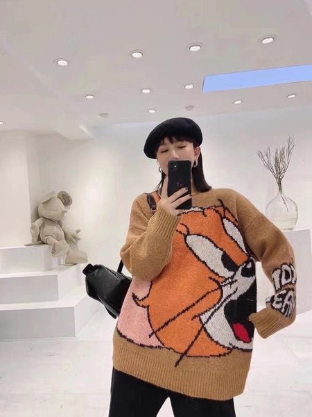high end 800160 models of cat and mouse cartoon pattern age reduction foreign style knitted sweater for women, Black;white
high end 800160 models of cat and mouse cartoon pattern age reduction foreign style knitted sweater for women, Black;white