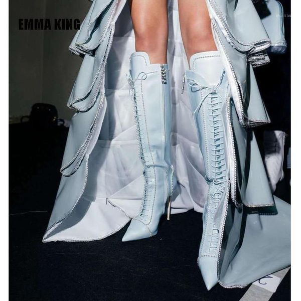 women autumn/winter knee high boots lady fashion cross-tied pointed toe long boots pu leather catwalk women 20201, Black
women autumn/winter knee high boots lady fashion cross-tied pointed toe long boots pu leather catwalk women 20201, Black