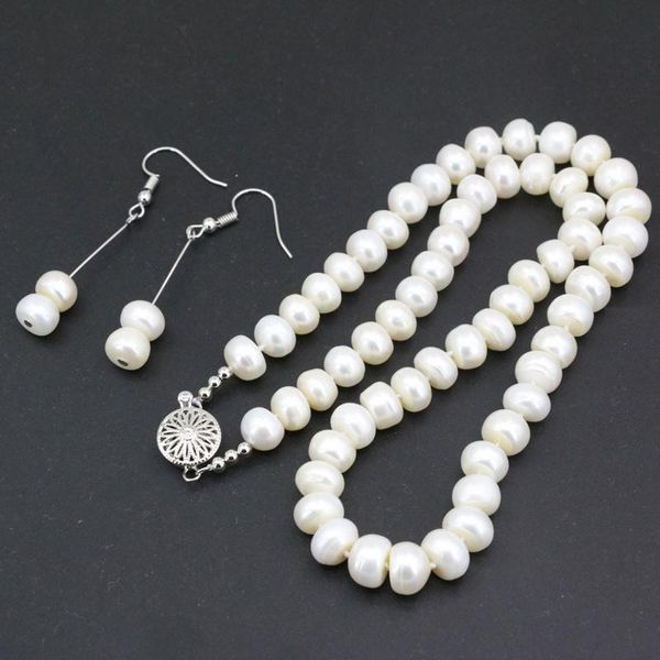 wholesale 9-10mm white natural freshwater pearl rondelle beads necklace earrings jewel for women weddings party gifts 18" b3453, Silver
wholesale 9-10mm white natural freshwater pearl rondelle beads necklace earrings jewel for women weddings party gifts 18" b3453, Silver