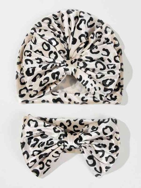 baby animal print hat & headband she03, Yellow