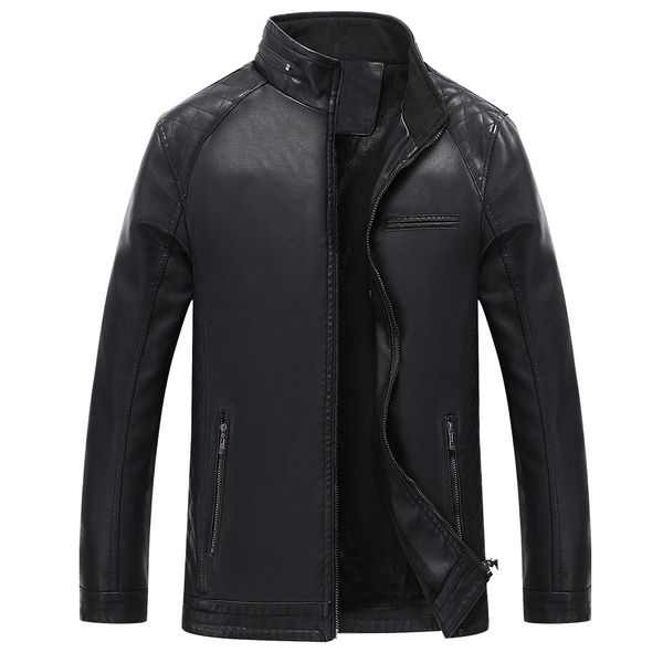 large men's 18 autumn and winter new plush leather jacket pu coat, Black;brown