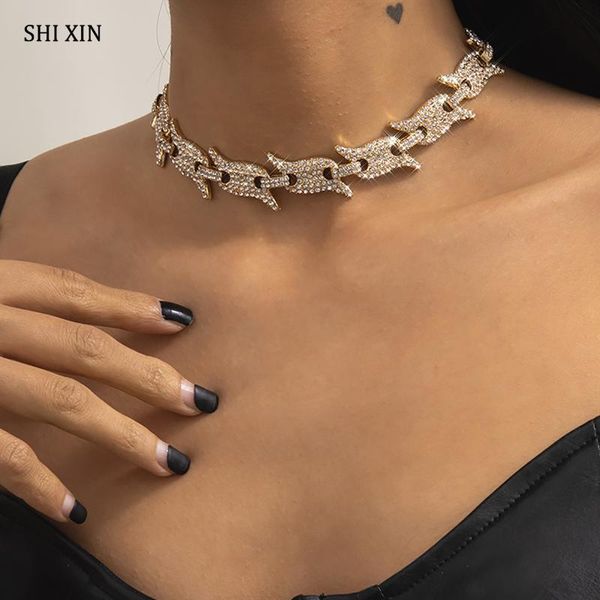 chokers shixin hip hop iced out chain choker necklace for women/men egirl statement paved rhinestone colar jewelry collier 2021, Golden;silver
chokers shixin hip hop iced out chain choker necklace for women/men egirl statement paved rhinestone colar jewelry collier 2021, Golden;silver