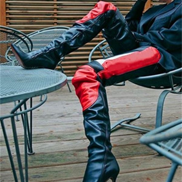 boots color contrast pointed thin heel pu knee fashion boots high winter 3c4c, Black
boots color contrast pointed thin heel pu knee fashion boots high winter 3c4c, Black