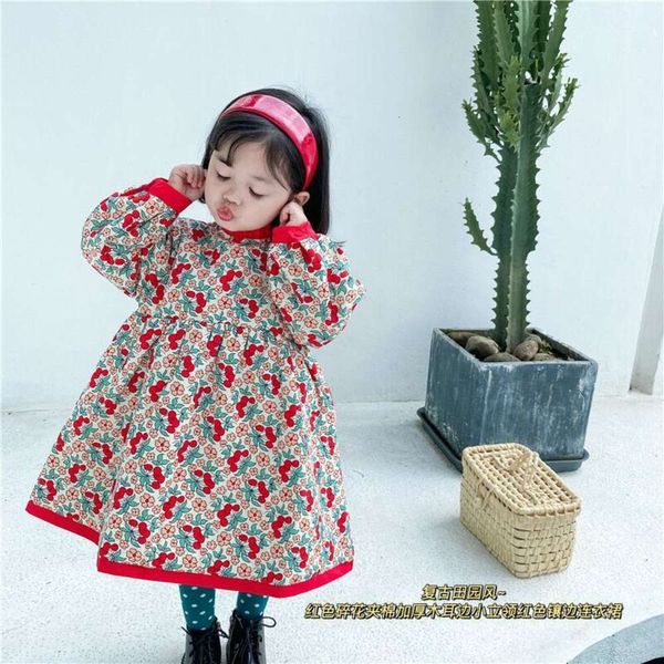 and cotton padded thickened - idyllic girl's red floral drs, Red;yellow
and cotton padded thickened - idyllic girl's red floral drs, Red;yellow