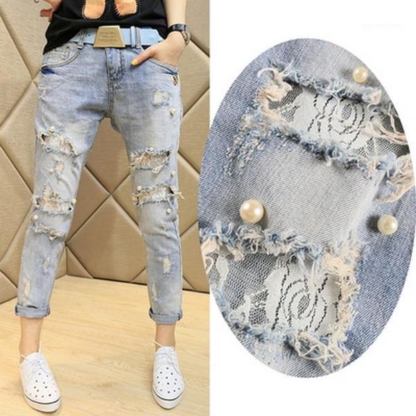 2019 new summer fashion lace nail bead boyfriend women hole jeans female three quarter cross-pants vintage ladies pants1, Blue
2019 new summer fashion lace nail bead boyfriend women hole jeans female three quarter cross-pants vintage ladies pants1, Blue
