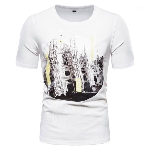 new casual round neck short-sleeved men's shirt fashion architectural printing european size cotton shirt home travel1, White;black
new casual round neck short-sleeved men's shirt fashion architectural printing european size cotton shirt home travel1, White;black