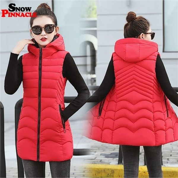 winter vest women mid-long slim solid long zipper hooded waistcoat vest autumn sleeveless cotton padded parka coat 201028, Black;white
winter vest women mid-long slim solid long zipper hooded waistcoat vest autumn sleeveless cotton padded parka coat 201028, Black;white