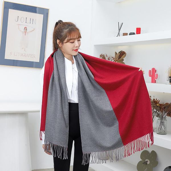 scarves wool scarf women winter warmth thickened two-color double-sided hit color fringed shawl autumn and cashmere, Blue;gray
scarves wool scarf women winter warmth thickened two-color double-sided hit color fringed shawl autumn and cashmere, Blue;gray